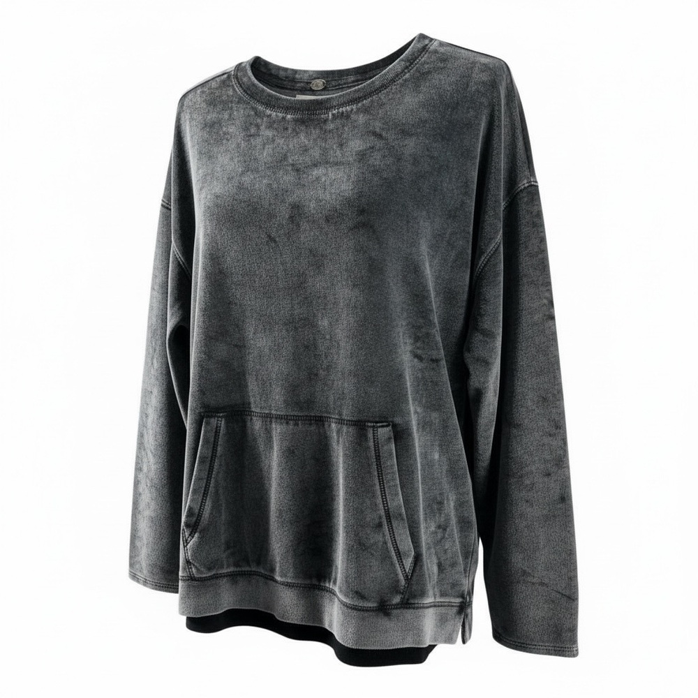 Cupio Women’s Velvet/Velour Long Sleeve Top – Size Large – Soft Luxe Cozy Style